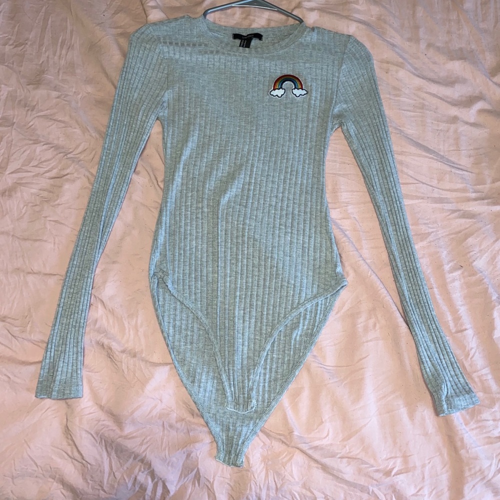 Forever 21 Grey Rainbow Bodysuit 🌈
